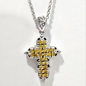 Swarovski crystal cross necklace in sunflower yellow.